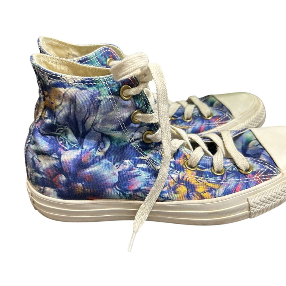 Converse Blue Floral High-Top Sneakers